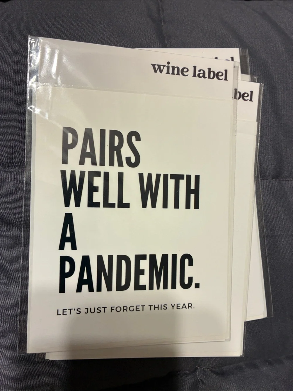 Wine 🍷 Label Sticker Pack of 5 - Black & White Typographic Designs - Humorous